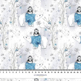 PENGUINS ON BEARS / white (ENCHANTED WINTER) - single jersey with elastane 