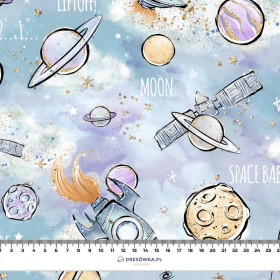 PLANETS AND ROCKETS pat. 2 (CUTIES IN THE SPACE) - looped knit fabric