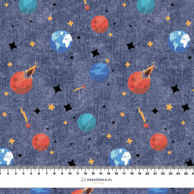 PLANETS PAT. 3 (SPACE EXPEDITION) / ACID WASH DARK BLUE - looped knit fabric