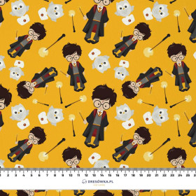 MAGICAL FRIENDS pat. 1 (MAGIC SCHOOL) / mustard - looped knit fabric