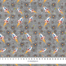 ROCKETS (SPACE EXPEDITION) / ACID WASH GREY - Cotton woven fabric