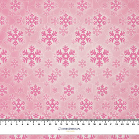 PINK SNOWFLAKES (PENGUINS) - looped knit fabric