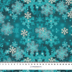 TURQUOISE SNOWFLAKES (PENGUINS) - Cotton woven fabric