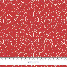 WINGED HEARTS / red (VALENTINE'S MIX) - looped knit fabric