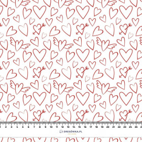 WINGED HEARTS / white (VALENTINE'S MIX) - Cotton woven fabric