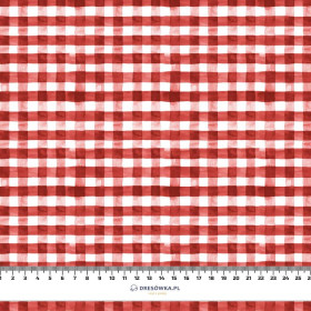 MINI VICHY GRID / red (CHECK AND ROSES) - single jersey with elastane 