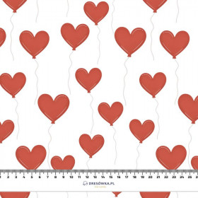HEARTS (BALLOONS) PAT. 2 / white (BEARS IN LOVE) - looped knit fabric