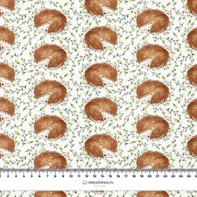 50cm SLEEPING HEDGEHOGS (SLEEPING ANIMALS) / white - organic looped knit fabric