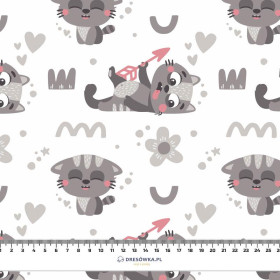 CATS AND ARROWS (CATS WORLD) / white - looped knit fabric