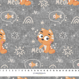 CATS / meow (CATS WORLD ) / ACID WASH GREY  - looped knit fabric