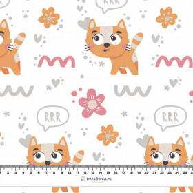 CATS AND FLOWERS / rrr (CATS WORLD) / white - Cotton woven fabric