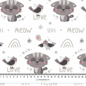 CATS AND SPARROWS (CATS WORLD) / white - brushed knit fabric with teddy / alpine fleece