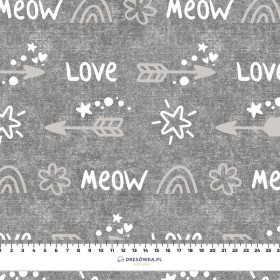 ARROWS / love (CATS WORLD ) / ACID WASH GREY  - Cotton woven fabric