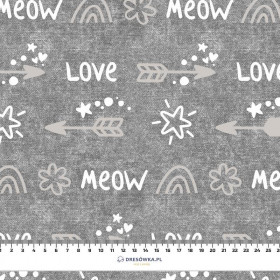 ARROWS / love (CATS WORLD ) / ACID WASH GREY  - brushed knit fabric with teddy / alpine fleece