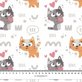 CATS IN LOVE pat. 2 (CATS WORLD) / white - looped knit fabric