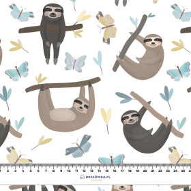 SLOTHS / butterflies (SLOTHS) / white - Waterproof woven fabric