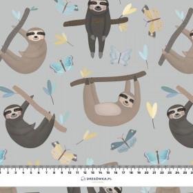 SLOTHS / butterflies (SLOTHS) / grey - looped knit fabric