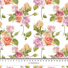 PASTEL ROSES pat. 2 (BLOOMING MEADOW) - Cotton woven fabric