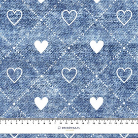 HEARTS AND RHOMBUSES / vinage look jeans (blue) - Waterproof woven fabric