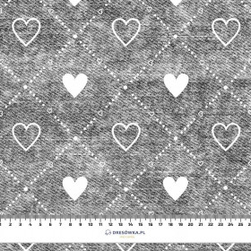 HEARTS AND RHOMBUSES / vinage look jeans (grey) - looped knit fabric