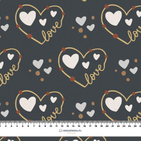 HEARTS (CONTOUR) pat. 3 / white (RAINBOWS AND HEARTS) - Cotton woven fabric