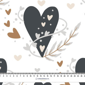 GRAPHITE HEARTS / white (RAINBOWS AND HEARTS) - Cotton woven fabric