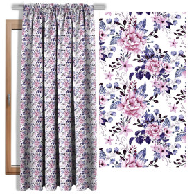 WILD ROSE FLOWERS PAT. 1 (BLOOMING MEADOW) (Very Peri) - Cotton muslin