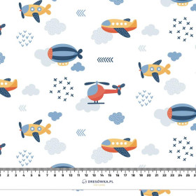 PLANES  pat. 2 / white (ADVENTURE BEGINS) - looped knit fabric