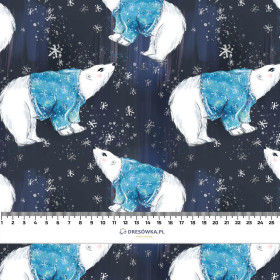 WHITE BEARS IN SWEATERS / navy (ENCHANTED WINTER) - brushed knitwear with elastane ITY