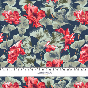 RED POPPIES (RED GARDEN) - looped knit fabric with elastane