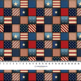 Checked USA pattern - looped knit fabric with elastane