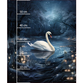 GOTHIC SWAN -  PANEL (60cm x 50cm) brushed knitwear with elastane ITY