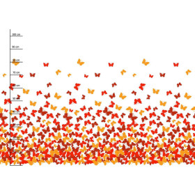 BUTTERFLIES AURORA RED - panel (105cm x 150cm) brushed knitwear with elastane ITY