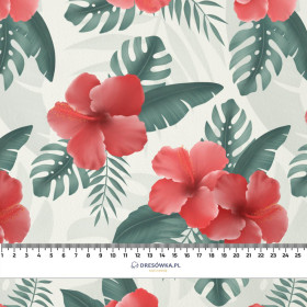 HIBISCUS Pat. 2 / red - viscose woven fabric