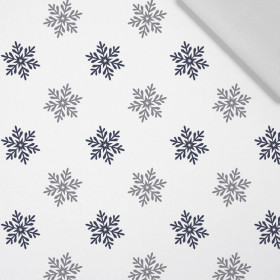 SNOWFLAKES pat. 5 (WINTER TIME) / white - Cotton woven fabric