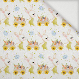 BUNNY WITH TROLLEY (CUTE BUNNIES) - Woven Fabric for tablecloths