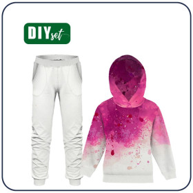 Children's tracksuit (OSLO) - SPECKS (fuchsia) - looped knit fabric 