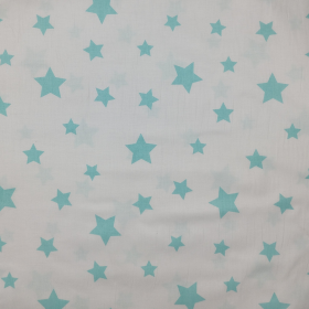 TURQUOISE STARS - Cotton woven fabric