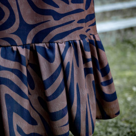 WRAP FLOUNCED DRESS (ABELLA) - PALM LEAVES pat. 5 / black - sewing set