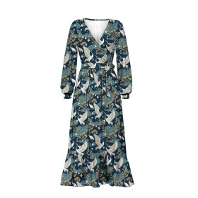 Japanese Garden wz.3  (birds) - looped knit fabric with elastane ITY