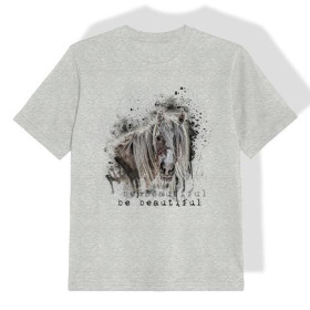 KID’S T-SHIRT- BE BEAUTIFUL (BE YOURSELF) - melange light grey-  single jersey