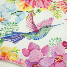 HUMMINGBIRDS AND FLOWERS - single jersey with elastane TE210