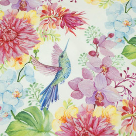 HUMMINGBIRDS AND FLOWERS - quick-drying woven fabric