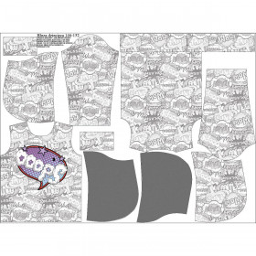 KID'S HOODIE (ALEX) - COMIC BOOK / ooops (purple - red) - sewing set