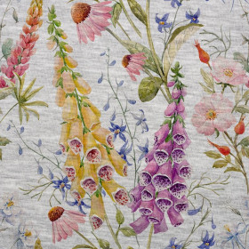 FLOWERS / bellflowers - M-01 melange light gray - looped knit SP250
