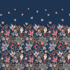 FLOWERS (pattern no. 2) / dark blue - dress panel TE210