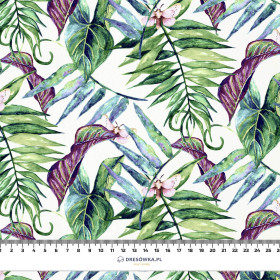 MINI LEAVES AND INSECTS PAT. 2 (TROPICAL NATURE) / white - Bambusstoff 170g