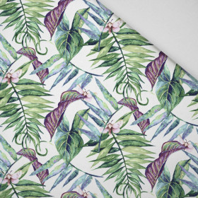 MINI LEAVES AND INSECTS PAT. 2 (TROPICAL NATURE) / white - Bambusstoff 170g