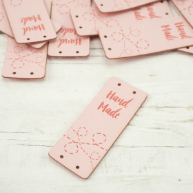 Loop fold label "Hand Made" - Tacking 2 x 5 cm - pale pink