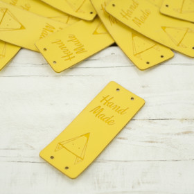 Loop fold label "Hand Made" - Fox 2 x 5 cm - mustard